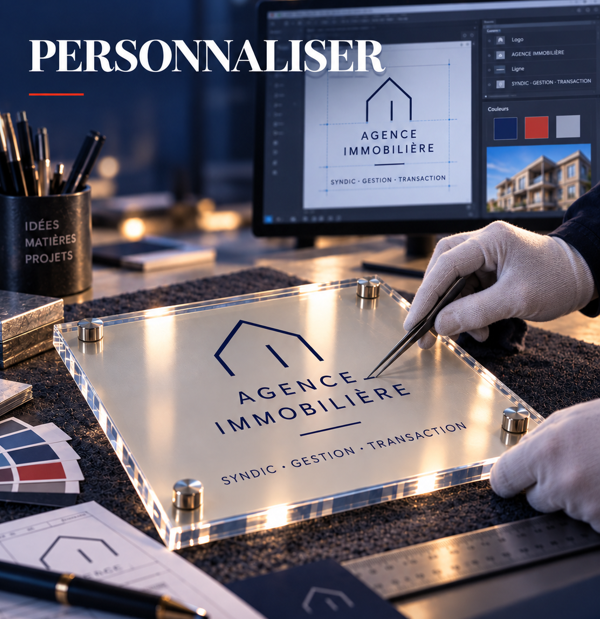 Personnalisation de signalétique immobilière.