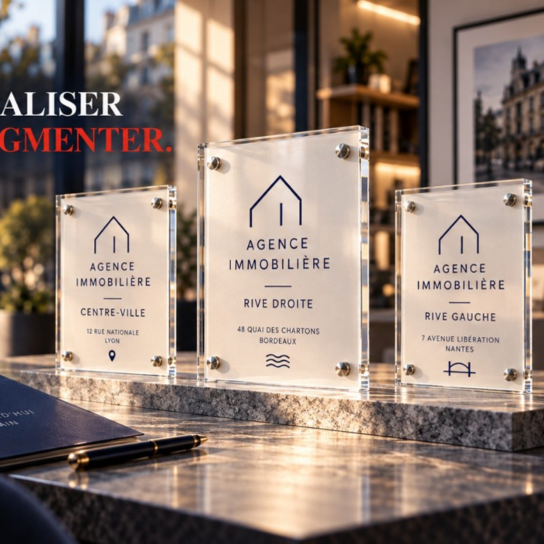 Supports visuels personnalisés selon l'emplacement de l'agence immobilière